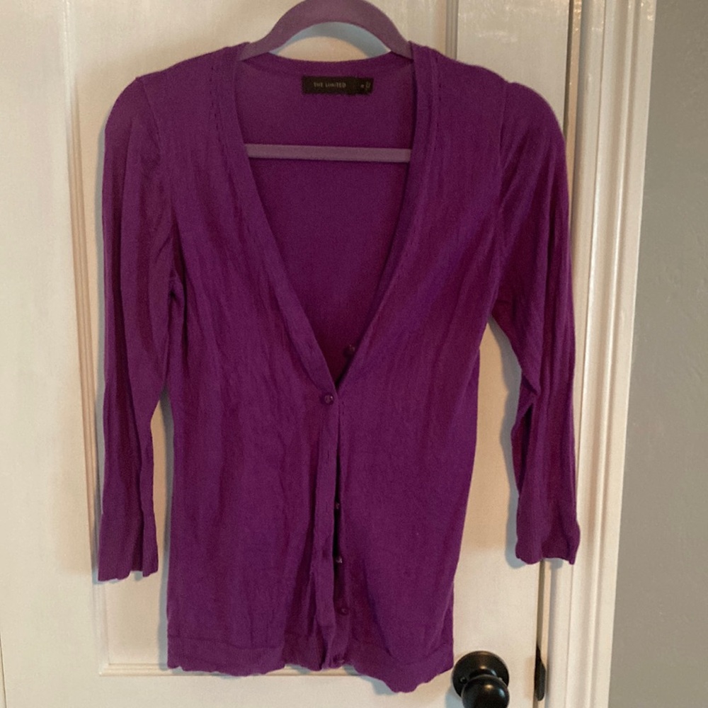 Purple Women’s Lightweight V-Neck Cardigan Sweater